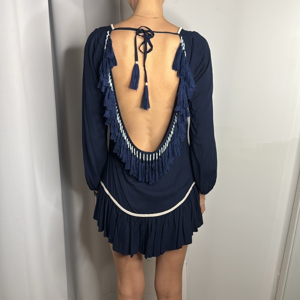 Skemo Boho Navy Dress with Tassels